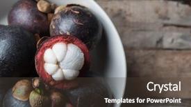  Presentation with mangosteen - Audience pleasing PPT layouts consisting of top view of mangosteen fruit backdrop and a tawny brown colored foreground