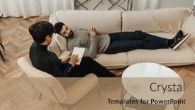  Presentation with writing notes - Slide set consisting of top-view-of-mature-female background and a coral colored foreground