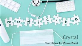  Presentation with medical equipment - Cool new slides with top-view-of-medical-equipment backdrop and a arctic colored foreground