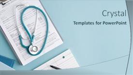  Presentation with medical clipboard - Theme having top-view-of-medical-history background and a light blue colored foreground