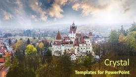  Presentation with medieval - Slide deck with top-view-of-medieval-castelul background and a tawny brown colored foreground