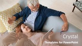  Presentation with ecommerce - Colorful presentation enhanced with top-view-of-middle-aged backdrop and a coral colored foreground