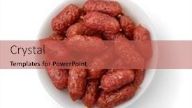  Presentation with sausages - PPT layouts with top-view-of-mini-smoked background and a red colored foreground