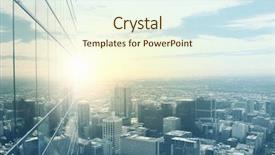  Presentation with sunrise - Audience pleasing presentation theme consisting of top view of modern city backdrop and a cream colored foreground