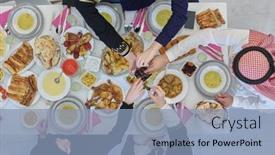  Presentation with muslim family - Slide deck with top-view-of-muslim-family background and a light blue colored foreground