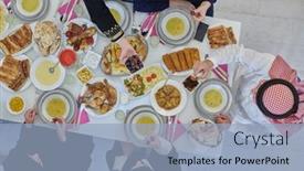  Presentation with muslim family - Slide set enhanced with top-view-of-muslim-family background and a light blue colored foreground