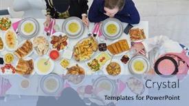  Presentation with muslim family - Cool new PPT layouts with top-view-of-muslim-family backdrop and a light blue colored foreground