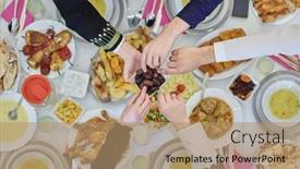  Presentation with muslim family - Colorful presentation enhanced with top-view-of-muslim-family backdrop and a coral colored foreground