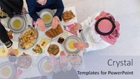  Presentation with muslim family - PPT theme enhanced with top-view-of-muslim-family background and a light blue colored foreground