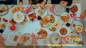  Presentation with feasting - Slides featuring top-view-of-muslim-family background and a coral colored foreground