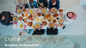  Presentation with halal - Presentation featuring top-view-of-muslim-family background and a seafoam green colored foreground