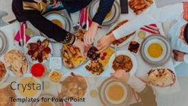  Presentation with halal - Slide deck consisting of top-view-of-muslim-family background and a coral colored foreground