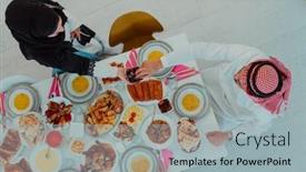  Presentation with feasting - Presentation with top-view-of-muslim-family background and a light gray colored foreground