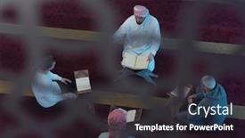  Presentation with islamic book - Amazing slide set having top-view-of-muslim-people backdrop and a dark gray colored foreground