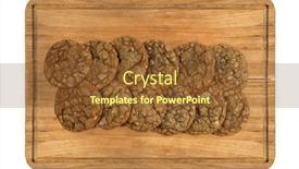 Presentation with oat - PPT theme consisting of top view of oat cookies on wooden plate isolated over white background background and a tawny brown colored foreground