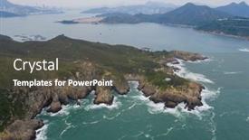  Presentation with ocean waves - PPT theme enhanced with top-view-of-ocean-sea background and a dark gray colored foreground