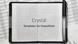  Presentation with financial reports - Presentation design consisting of top-view-of-office-employee background and a light gray colored foreground