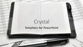  Presentation with financial accounting - Audience pleasing presentation theme consisting of top-view-of-office-employee backdrop and a white colored foreground