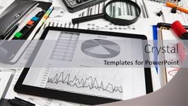  Presentation with bookkeeping - Beautiful slide set featuring top-view-of-office-employee backdrop and a light gray colored foreground