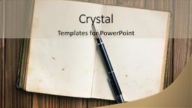  Presentation with old book - Audience pleasing presentation theme consisting of top view of old open backdrop and a soft green colored foreground