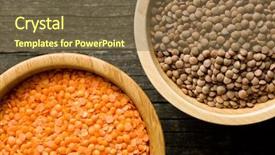  Presentation with lentils - Colorful slide set enhanced with top view of peeled and unpeeled red lentils backdrop and a tawny brown colored foreground