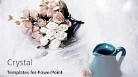  Presentation with flowers vase - Colorful presentation theme enhanced with top-view-of-pink-roses backdrop and a white colored foreground