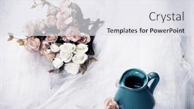  Presentation with flowers vase - Colorful presentation theme enhanced with top-view-of-pink-roses backdrop and a white colored foreground