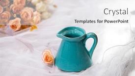  Presentation with flowers vase - Presentation design consisting of top-view-of-pink-roses background and a white colored foreground