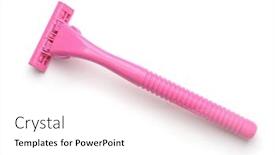  Presentation with razor - Presentation theme featuring top-view-of-pink-shaving background and a white colored foreground