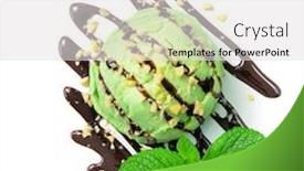  Presentation with chocolate ice cream - PPT theme enhanced with top-view-of-pistachio-ice background and a light gray colored foreground