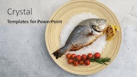  Presentation with grilled - PPT theme with top-view-of-plate background and a soft green colored foreground