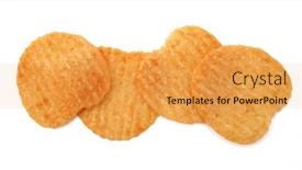  Presentation with potato chips - PPT layouts having top-view-of-potato-chips background and a gold colored foreground