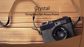  Presentation with collage of retro camera - Theme featuring top view of retro camera background and a  colored foreground