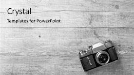  Presentation with collage of retro camera - Colorful PPT theme enhanced with top view of retro camera backdrop and a light gray colored foreground