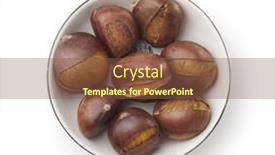  Presentation with white plate - Theme consisting of top-view-of-roasted-chestnuts background and a tawny brown colored foreground