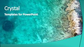  Presentation with crystal - Beautiful PPT layouts featuring top view of rocky shore backdrop and a teal colored foreground