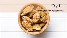  Presentation with salty - Slide deck having top view of salty snack with cheese background and a yellow colored foreground