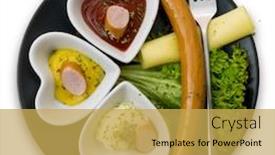  Presentation with sauces - Colorful presentation enhanced with top-view-of-saucages backdrop and a yellow colored foreground