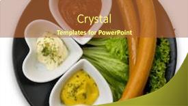  Presentation with sauces - PPT layouts featuring top-view-of-saucages background and a red colored foreground