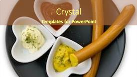  Presentation with sauces - Cool new slides with top-view-of-saucages backdrop and a red colored foreground