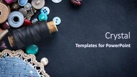  Presentation with sewing tools - Colorful PPT theme enhanced with top-view-of-sewing-tools backdrop and a tawny brown colored foreground