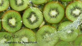  Presentation with kiwi - Audience pleasing PPT theme consisting of top-view-of-sliced-kiwi backdrop and a yellow colored foreground