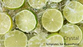  Presentation with fresh water - Presentation theme featuring top-view-of-sliced-lime background and a yellow colored foreground
