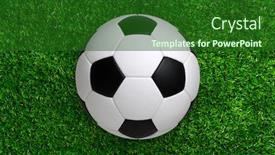  Presentation with football field - Presentation theme with top view of soccer or football on grass field background and a forest green colored foreground