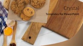  Presentation with checkered tablecloth - Cool new PPT theme with top-view-of-some-cookies backdrop and a red colored foreground