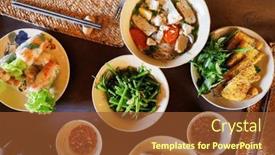  Presentation with top view of fresh fish - Slides featuring top-view-of-spring-rolls background and a tawny brown colored foreground