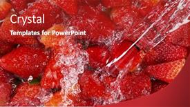  Presentation with fresh water - Cool new PPT layouts with top-view-of-strawberries backdrop and a crimson colored foreground