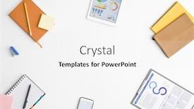  Presentation with notepaper - Colorful slide set enhanced with top-view-of-supplies backdrop and a white colored foreground