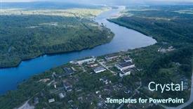  Presentation with forests - Colorful presentation theme enhanced with top-view-of-svir-river backdrop and a ocean colored foreground