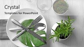  Presentation with table setting - Beautiful presentation theme featuring top view of table setting backdrop and a  colored foreground